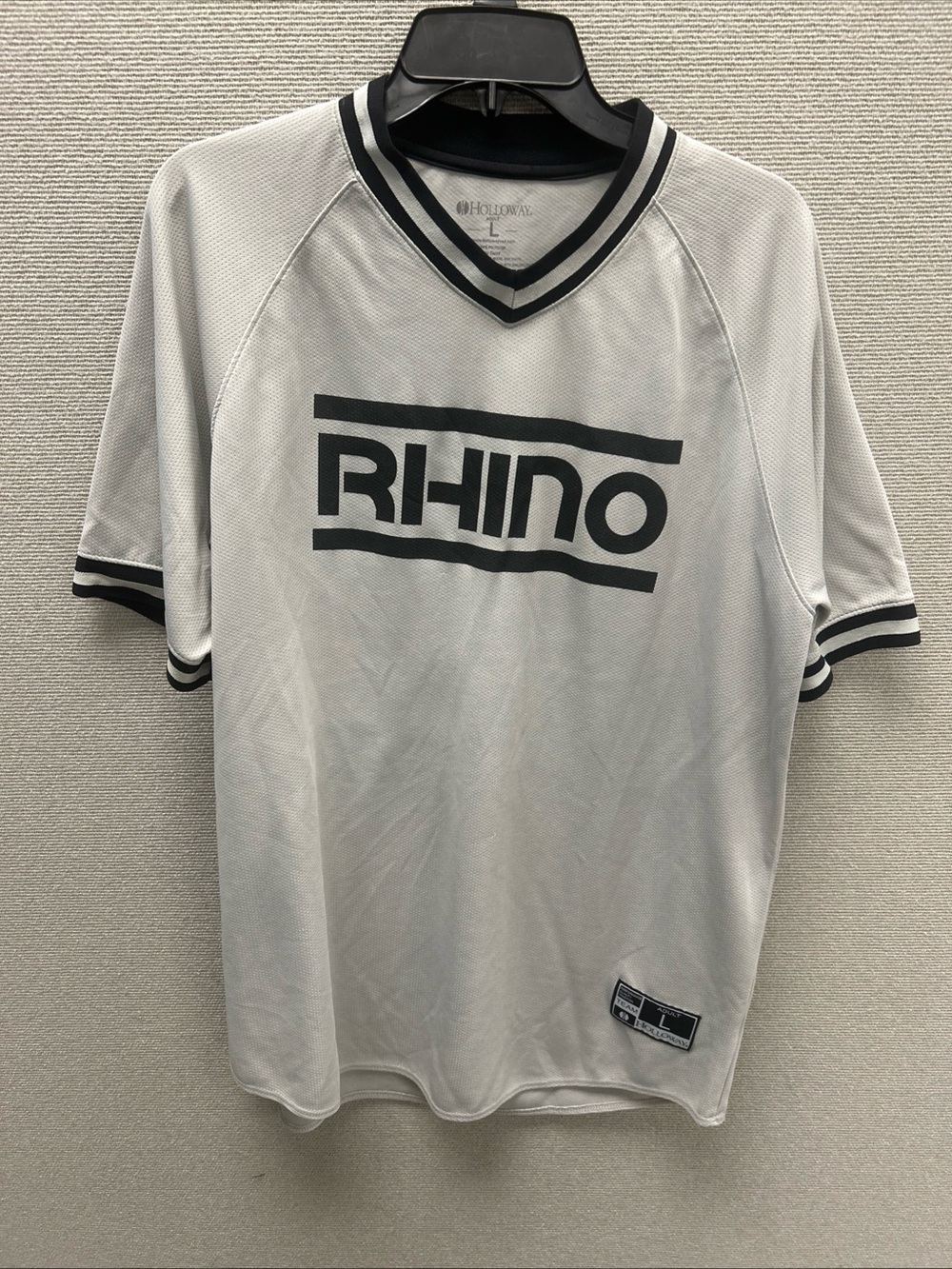 Holloway White Short-Sleeve V-Neck Jersey with Black Trim